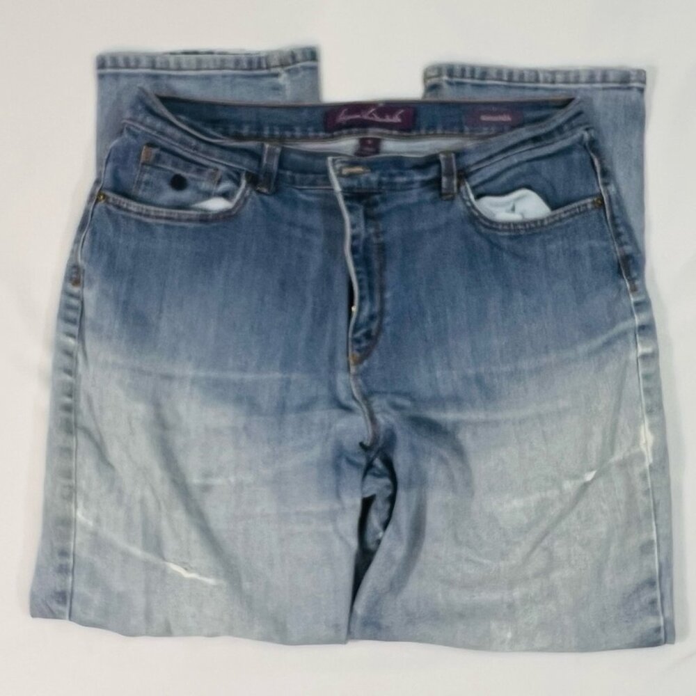 Women's Gloria Vanderbilt Distressed Blue Jeans Amanda SIZE 16 SHORT